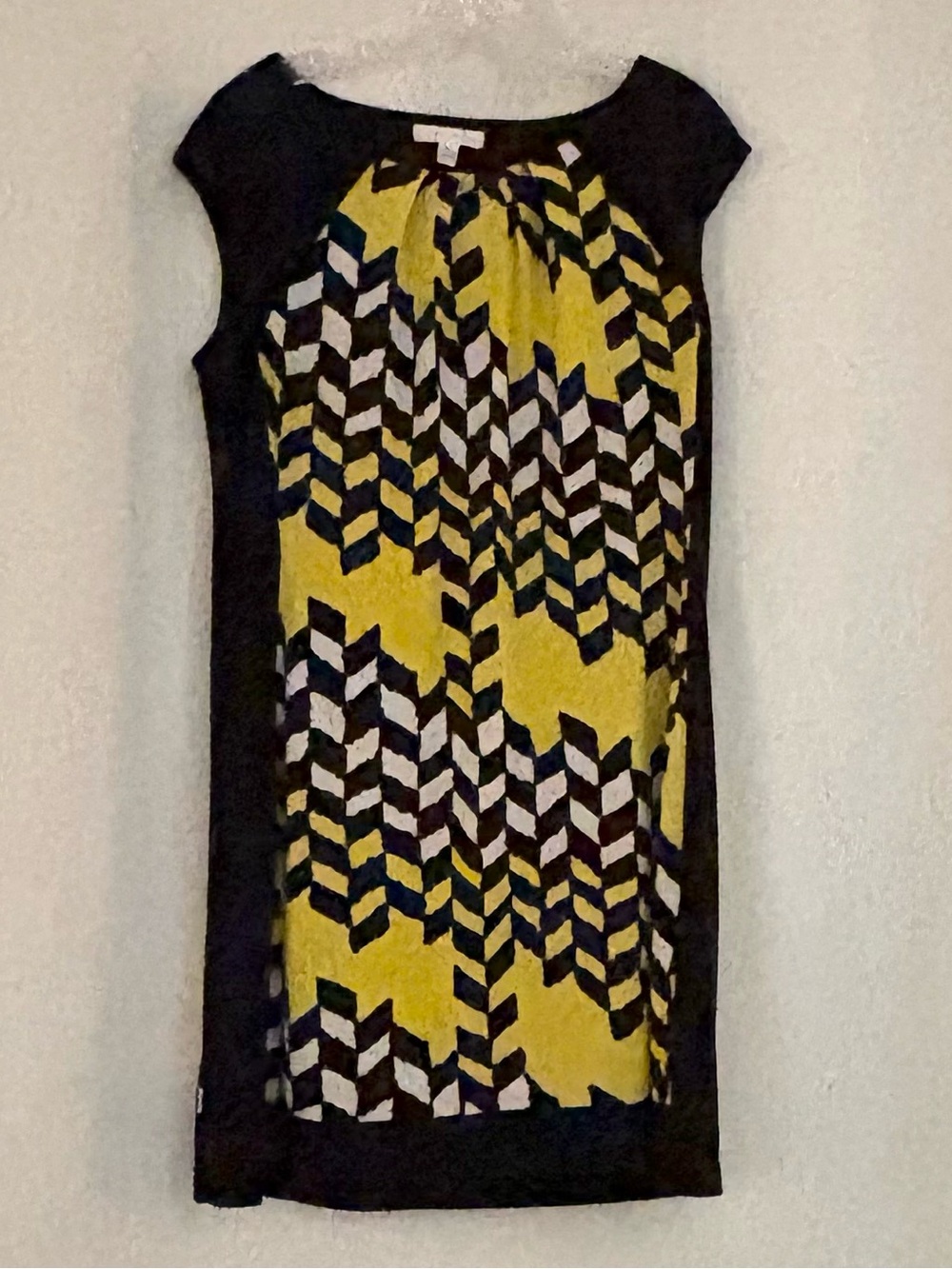 London Times Yellow Geometric Print Dress